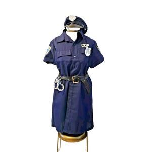 Classy COP Halloween Costume WOMENS Lady Police Officer, Handcuffs, Badge,‎ Hat